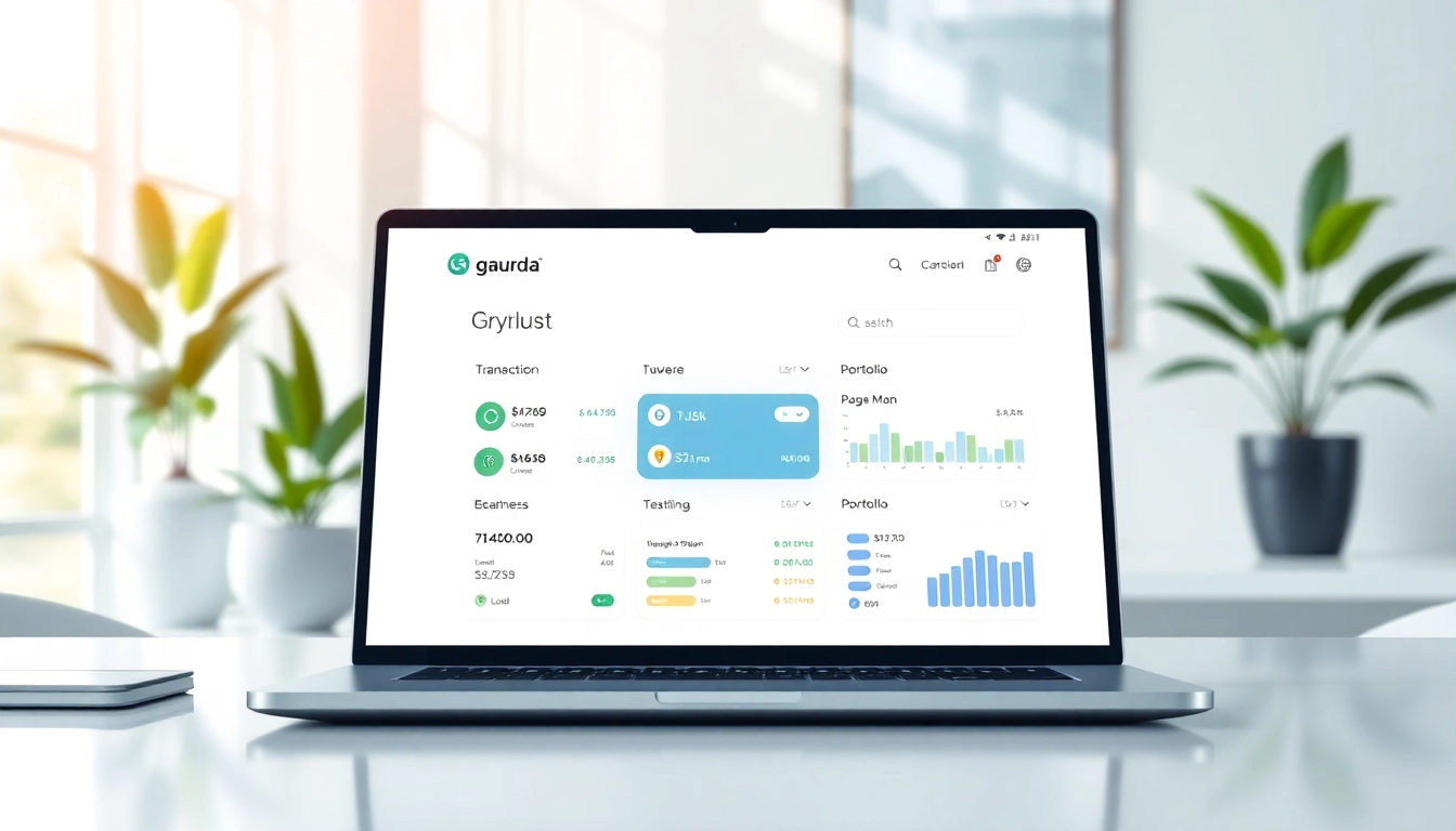 Showcase of gaurda wallet on a laptop to illustrate secure digital asset management.